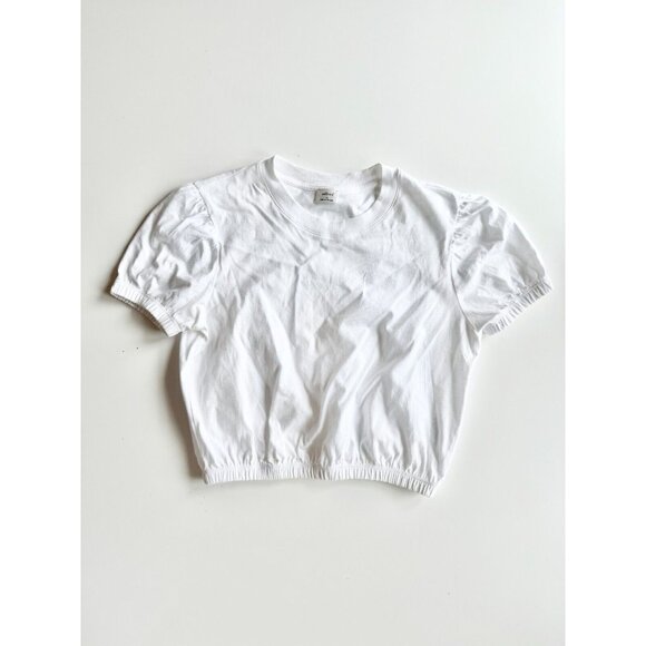 Aritzia WILFRED Piaf White Cotton Cropped Elastic Waist T-Shirt, Size XS - Picture 5 of 15